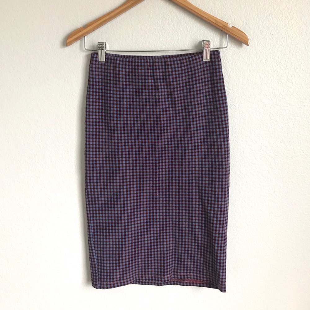 TOPSHOP stretchy checkered pencil skirt.